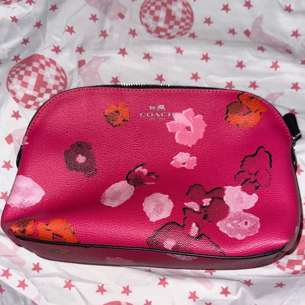 Coach Fuchsia Floral Pouch